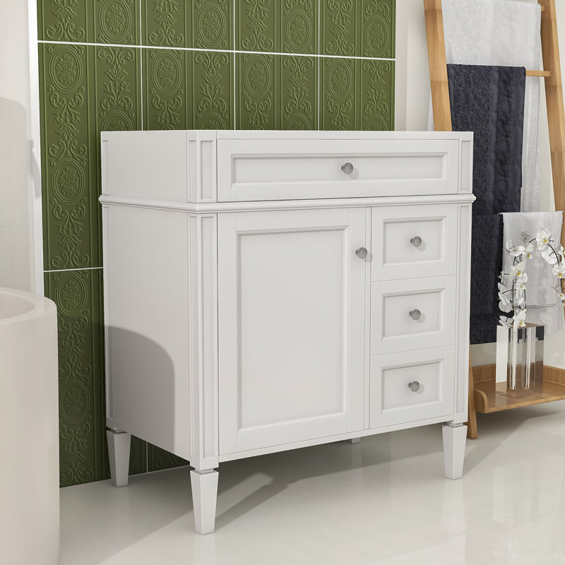 Meuble-lavabo élégant avec tablettes et tiroirs réglables, White