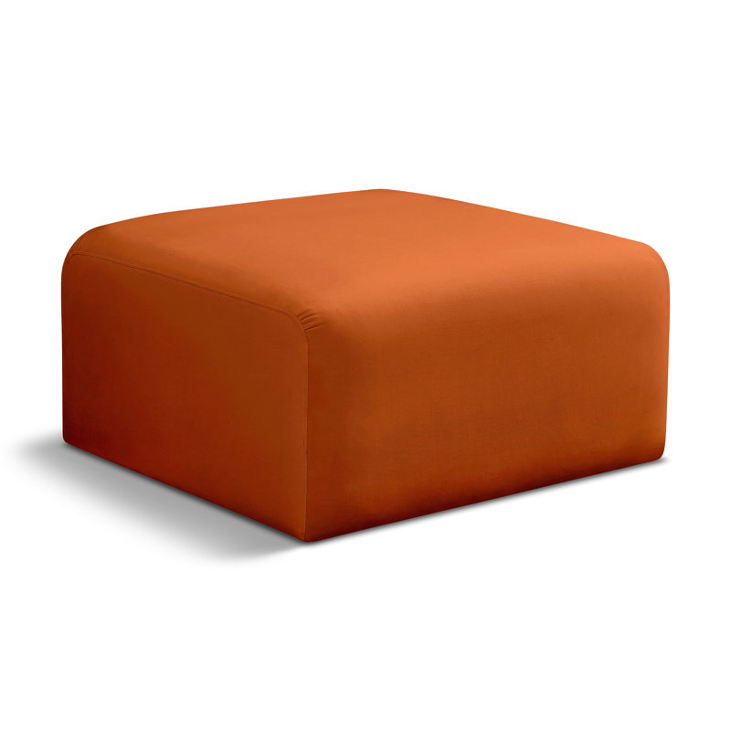 Hingham Josie 31" Velvet Ottoman, Cognac Velvet