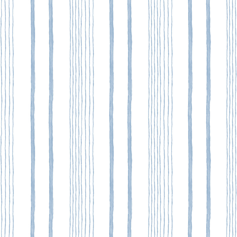 Hand Drawn Stripe Wallpaper Sample, Blue