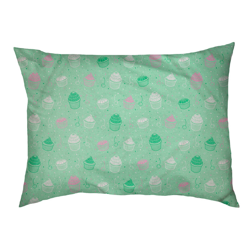 Coussin stylisé pour chat pastel petits gâteaux Byrge, L 17 po x l 52 po, Vert et rose