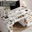 Bureau de direction blanc de 58 pouces avec bureau Storag, bureau de 58 pouces blanc avec 6 tiroirs, bureau de rangement avec rangement, bureau rustique, bureau rustique 