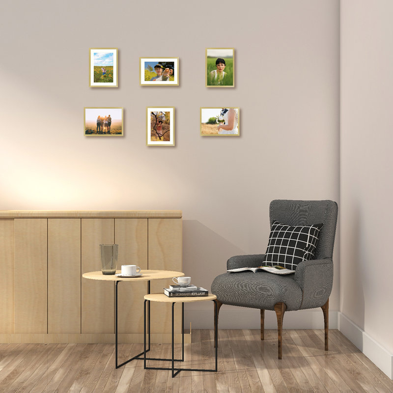 Ensemble de cadres photo en métal avec passe-partout - Basics by Wayfair ™, Or, 5 po x 7 po emmêlé à 4 po x 6 po