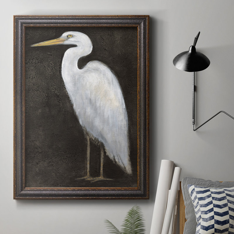 White Heron Portrait II, toile encadrée de qualité supérieure - prête à être accrochée, H 20 po x l 16 po x P 2,5 po