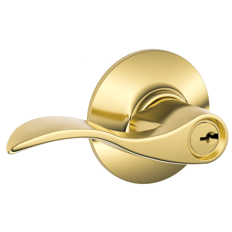 Accent Keyed Door Lever, Bright BRass, No