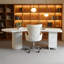Bureau en bois massif blanc courbé avec 3 tiroirs-762756233-762756235