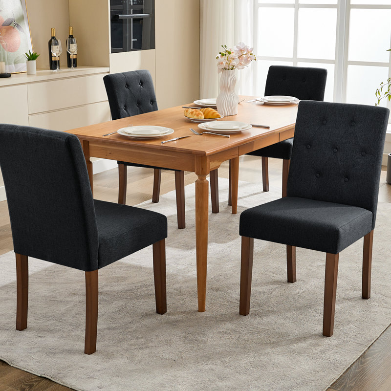 Solid Wood Parsons Chair, Black, Black, Black