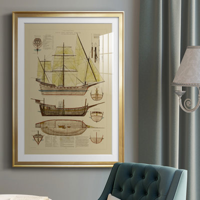 Antique Ship Plan II - impression d'un seul cadre photo sur papier