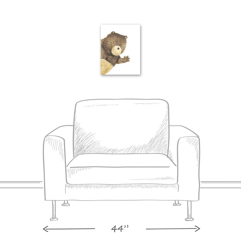 «Hello Bear Waving», reproduction sur toile, H 14 po x l 11 po