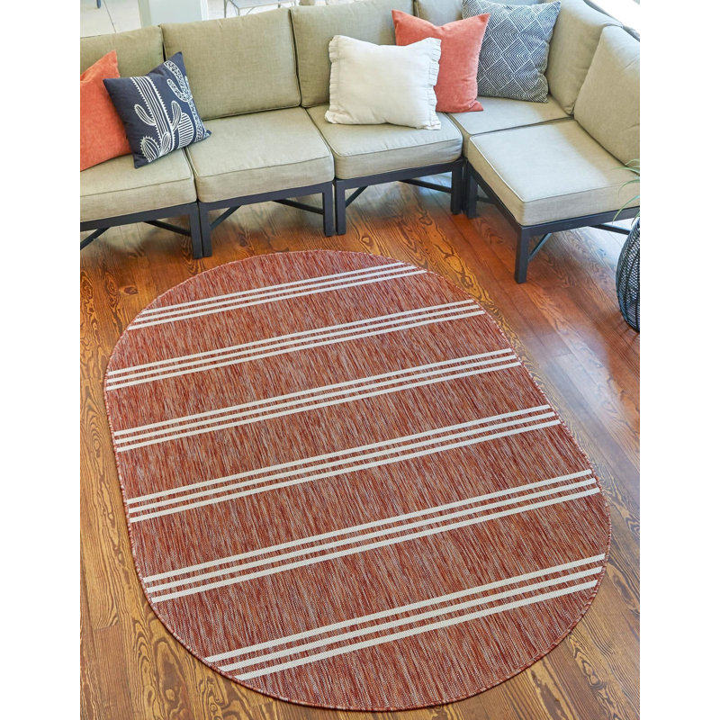 Tapis d'extérieur couleur rouille, Ovale 7 pi 10 po x 10 pi