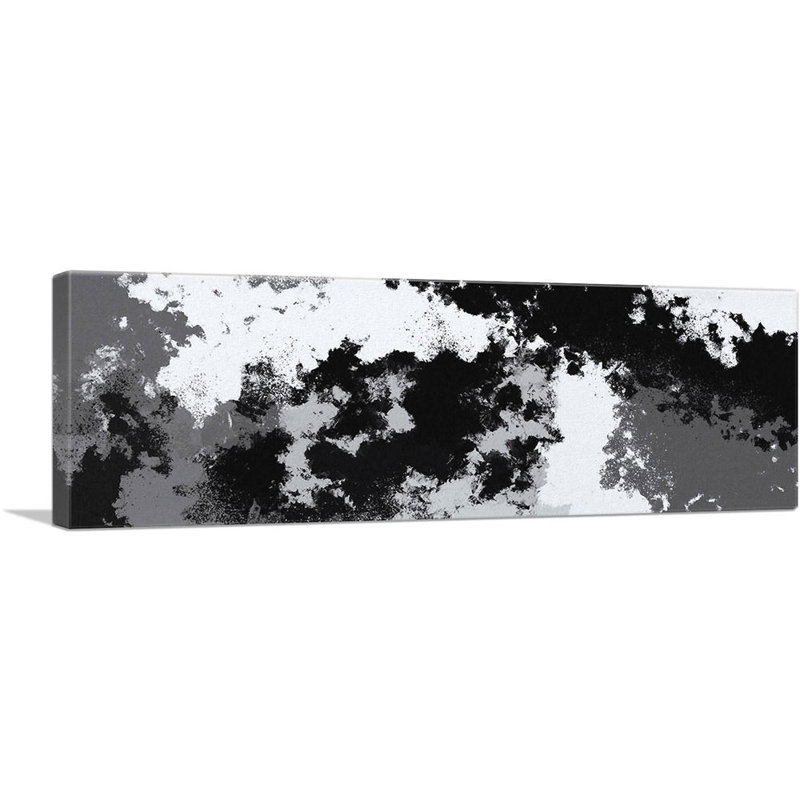 Gris, noir, blanc, moderne, reproduction d'art sur toile panoramique, H 12 po x l 36 po x 1,5 po