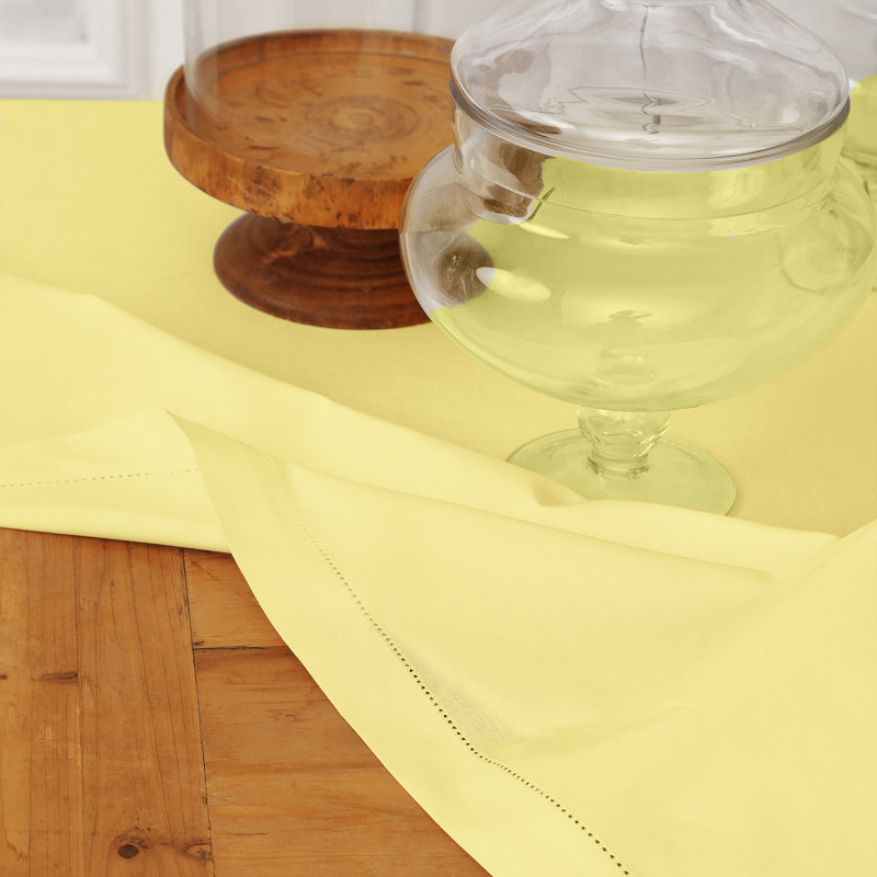 Cotton Linen Hemstitch Tablecloth, Yellow, 72" x 54"