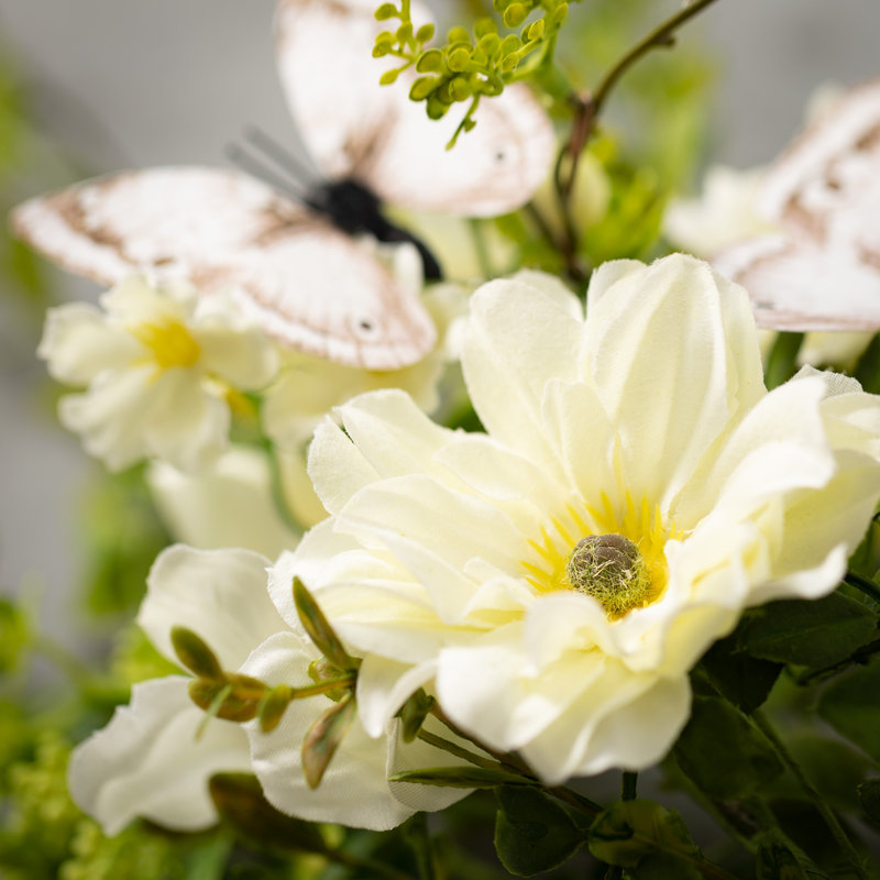 Couronne de botanique artificielle Dahlia, L 10,5 po x H 10,5 po x P 3,5 po