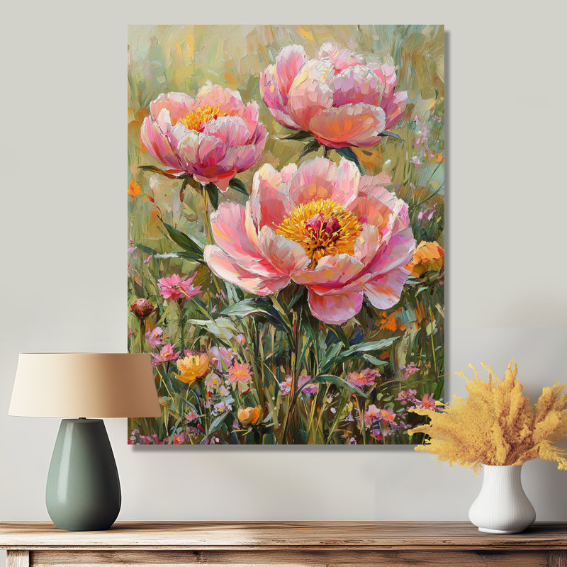 Décoration murale pivoines Chamberlin I - Fleurs de pivoines, H 44 po x l 34 po, Toile tendue, Ne s’applique pas
