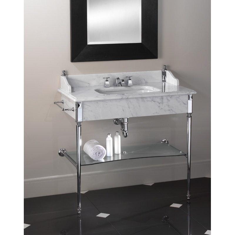 Madison Rectangular Console Bathroom Sink with Overflow, White/Chrome