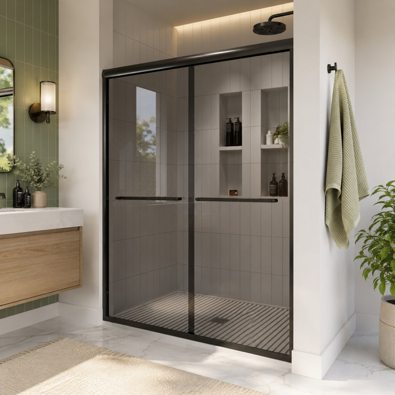 Porte de douche coulissante double encadrée