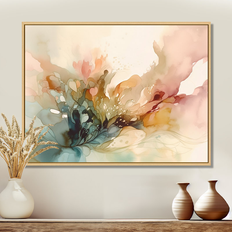 Impressions florales délicates II - Art encadré floral, H 30 po x l 40 po x P 1,5 po, Cadre flottant érable
