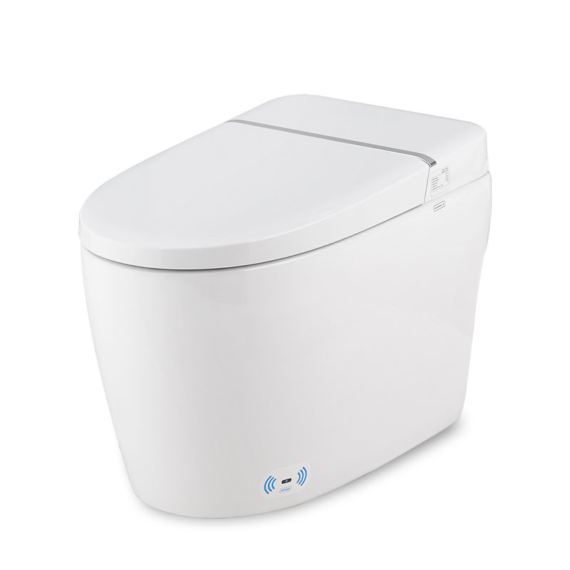 Smart Toilet With Bidet And Foot Sensor Flush, Heated Seat, Warm Air Dryer, Self-cleaning Nozzle