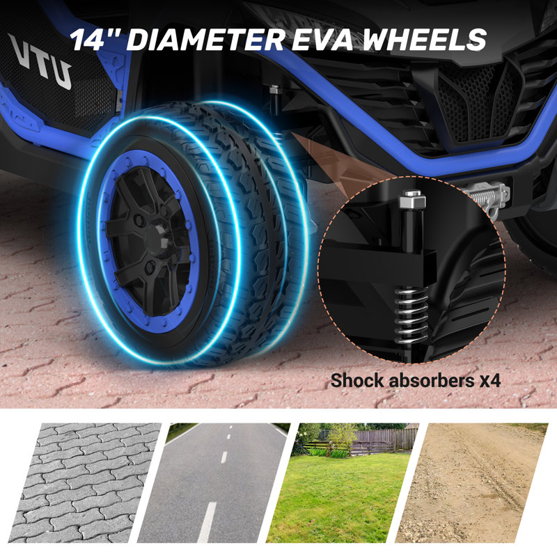 2 places pour véhicules tout-terrain Anpabo alimentés par batterie avec télécommande, Bleu