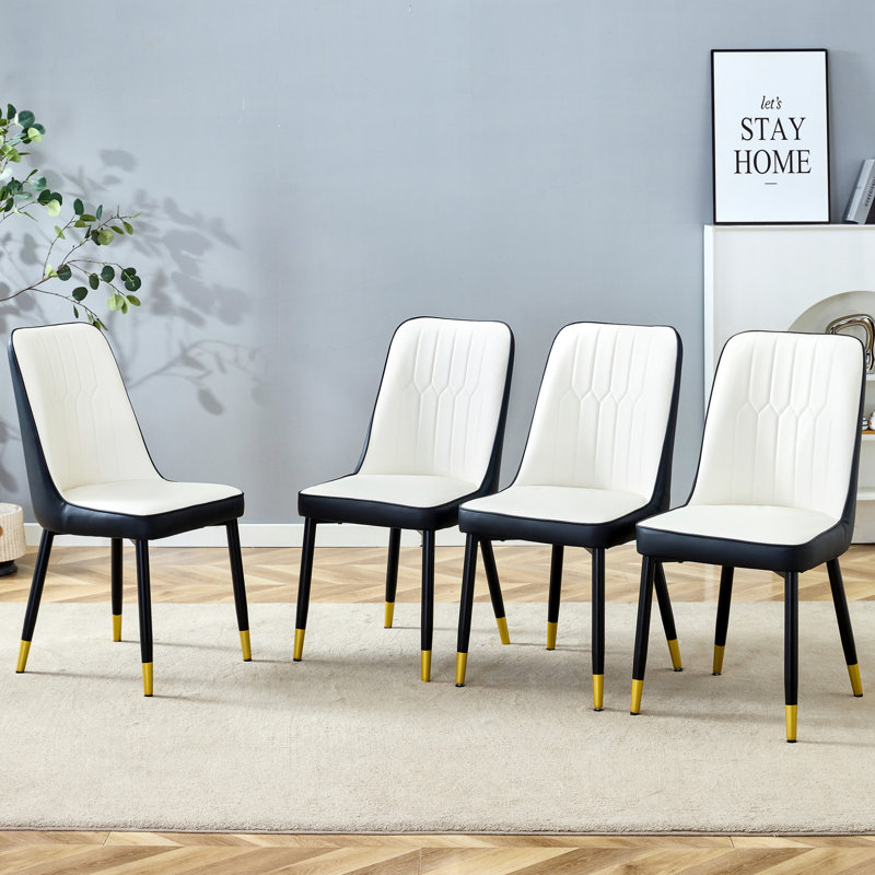 Chaises de salle à manger modernes en polyuréthane épissé avec pieds décorés, ensemble confortable et élégant de 4 espaces de salle à manger