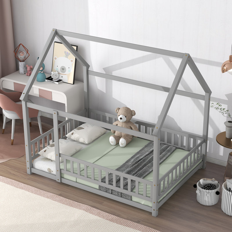 McElhattan Canopy Bed Kids Bed , Gray, Twin