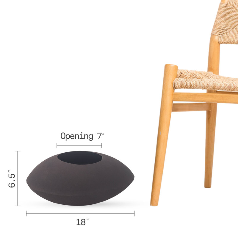Handmade Cairn Bowl Indoor / Outdoor Metal Planter in Mocha Charcoal with drainage, 6.5" H x 15" W x 18" D