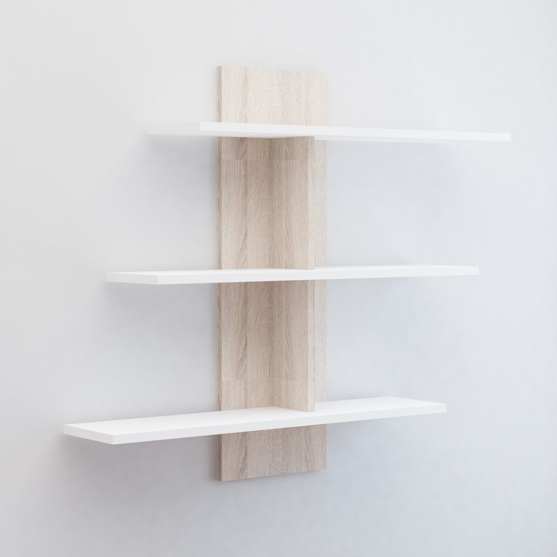 Croom 3 Piece Accent Shelf, White/Oak