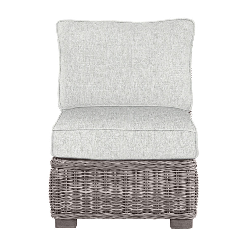 Rustic Woven Sectional Slipper Chair, Welt, Oyster, Bali Pearl