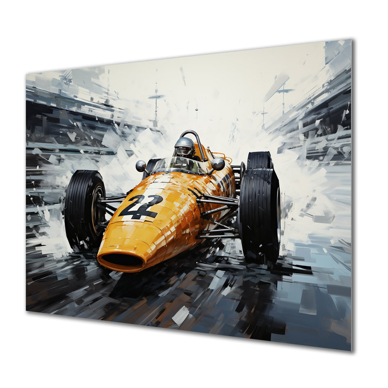 Jaune et noir, Grand Prix de course de Formule 1, art mural en métal sur piste de course MT135824, H 12 po x l 20 po x P 1 po