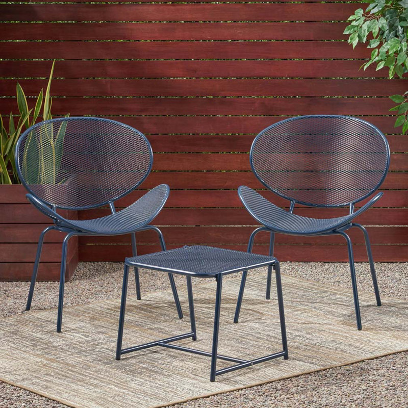 Aynslie 2 - Person Patio Conversation Set, Matte Navy Blue
