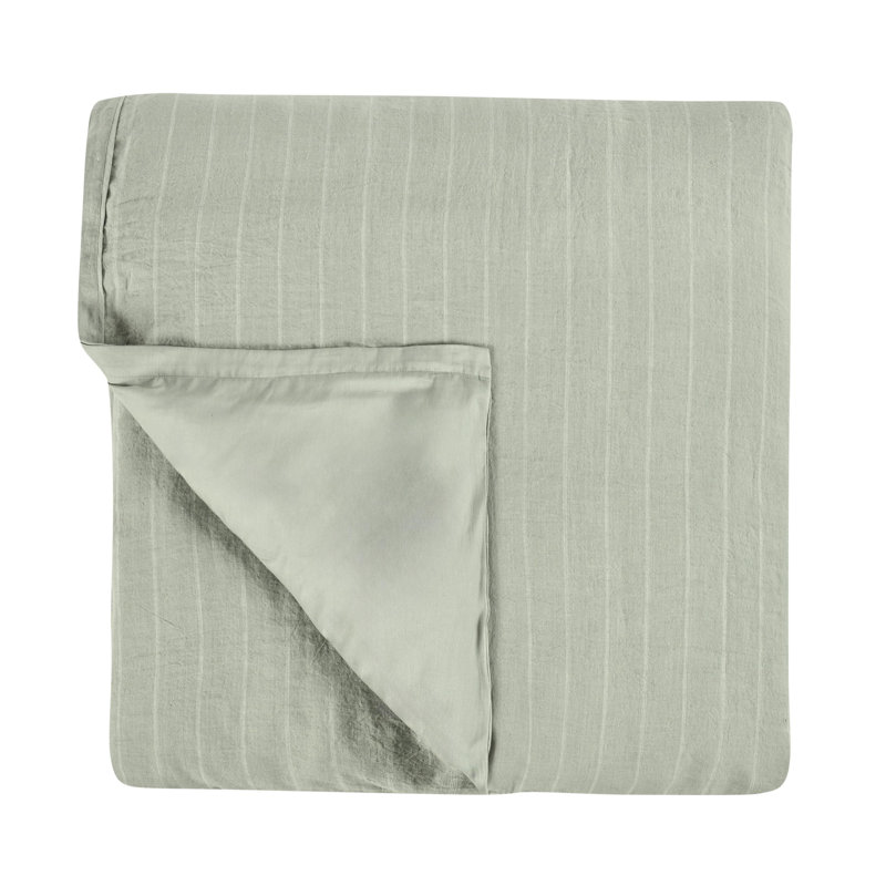 Eberly Striped Linen Duvet Cover, King Duvet Cover, Sage Green