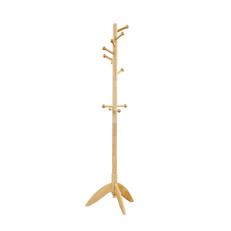 Natural Finish Coat Rack Solid Wood, Natural