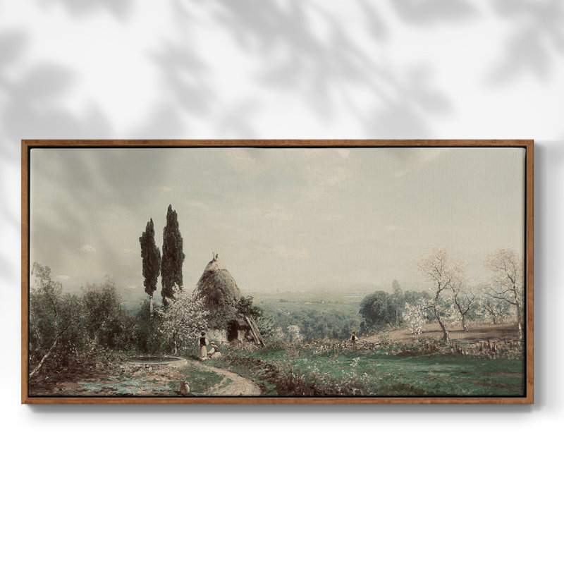 Paysage, série D XXXVII, toile tendue avec châssis, prête à être accrochée, H 25 po x l 49 po, Noyer