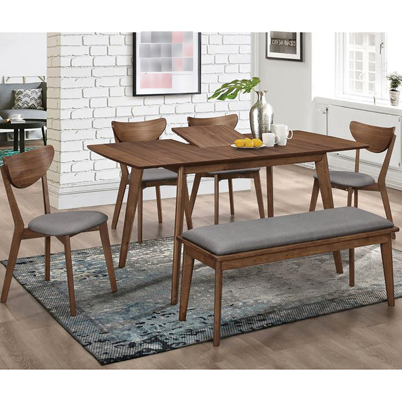 Table rectangulaire en noyer naturel d'inspiration Mid-Century pour le style moderne et polyvalent