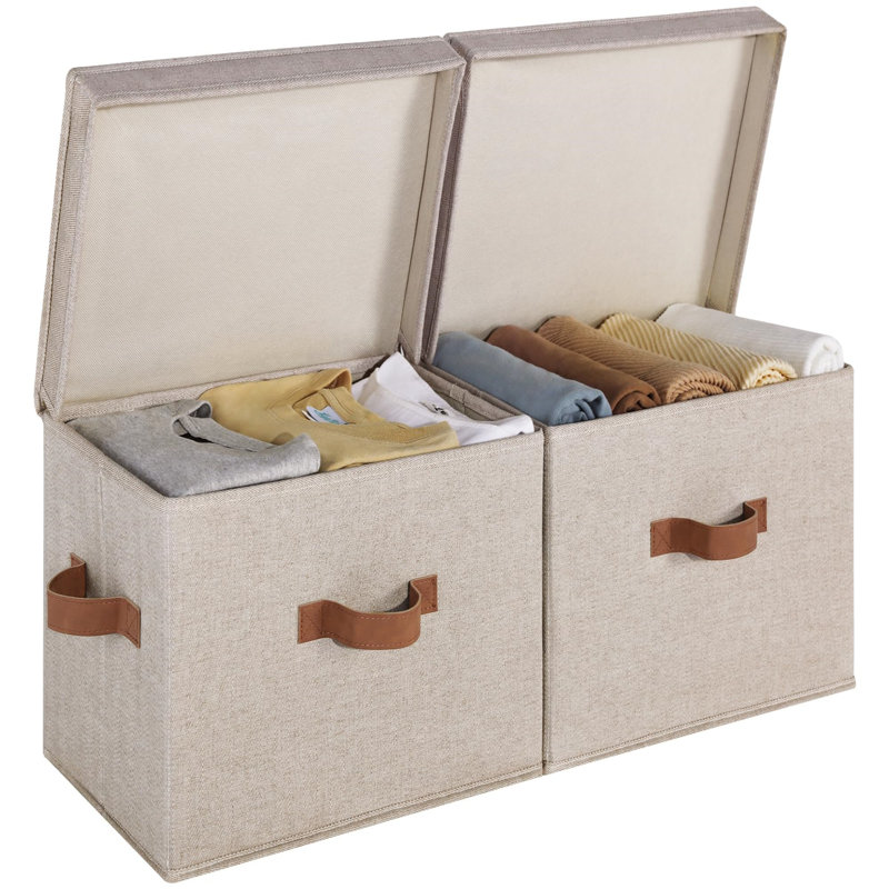 Rebrilliant Fabric Decorative Bin, Beige