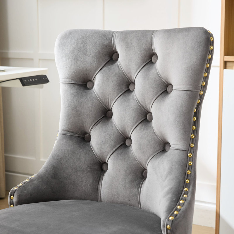 Chaise de bureau rembourrée en velours Modern, Gris