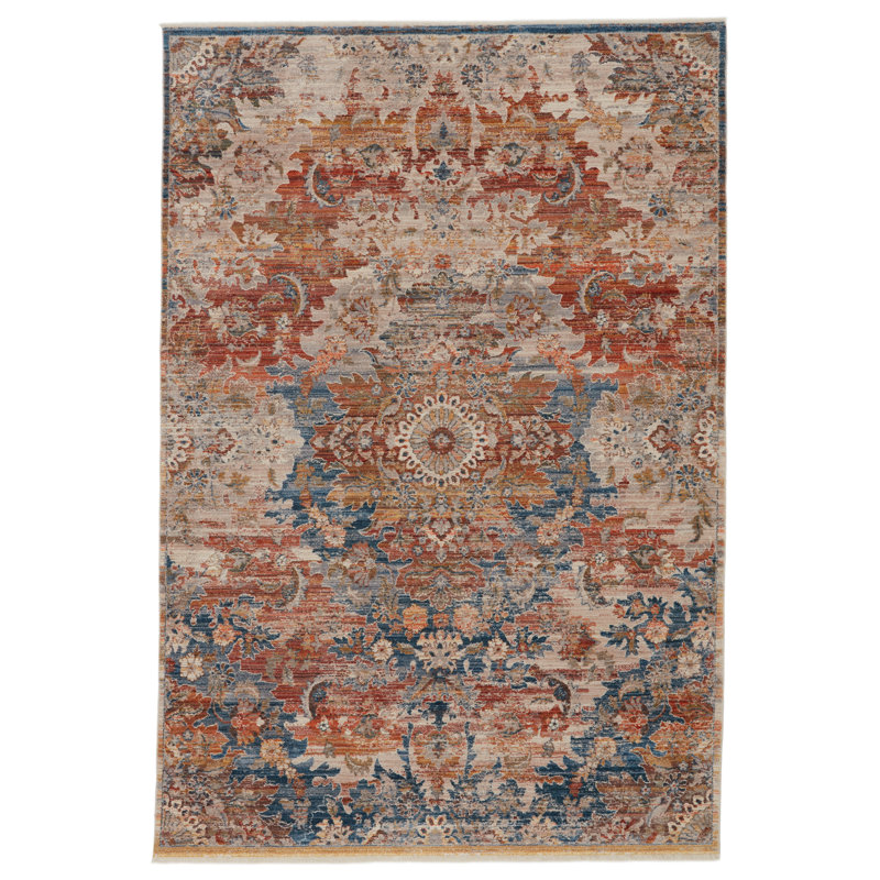 Tapis oriental bleu / orange Natonia, Rectangle 8 pi x 10 pi