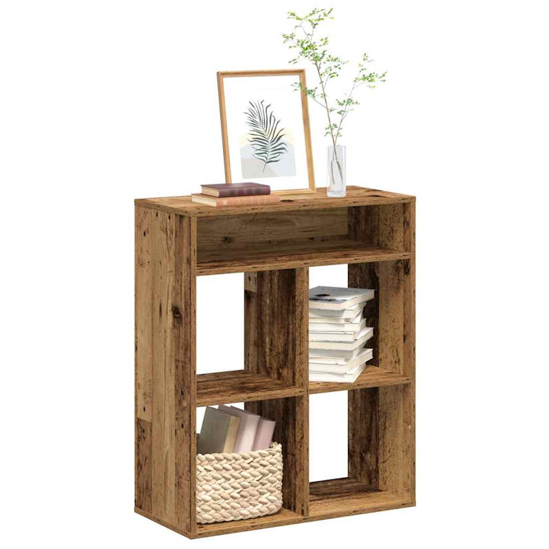 Shaliek Bookcase, 80cm H x 66cm W x 31cm D, Old Wood