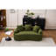 Canapé à compression, canapé courbé de style moderne pour petits espaces et appartements, chenille 30D sans assemblage, 3 coussins décoratifs. Vert.