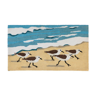 Tapis de porte d’extérieur 42" x 24" marémotrice sandpipers crocheted