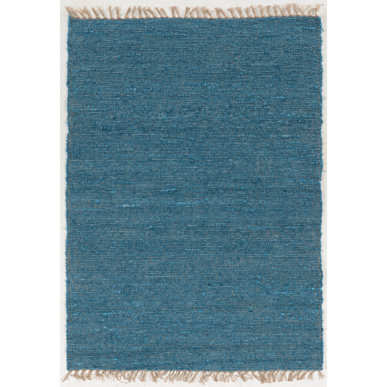 Christenson Berber Reversible Sage Green Wool Area Rug with Jute Core and Jute Fringe