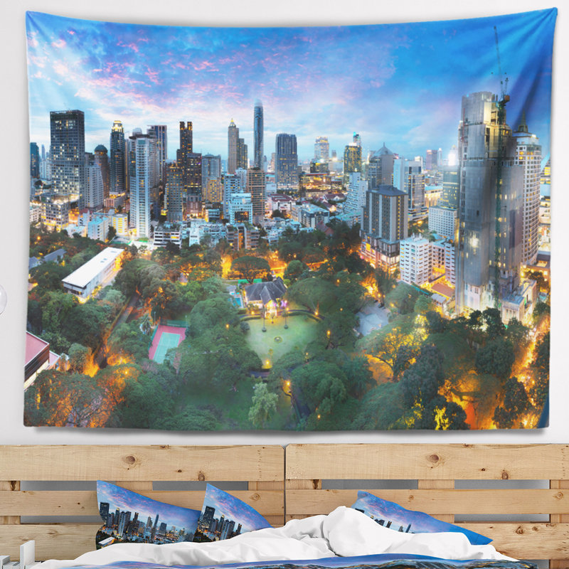 Tapisserie Cityscape, H 78 po x l 92 po