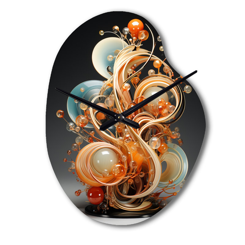 Gold Wire Sculpture - Asymmetrical Abstract Spirals Metal Wall Clocks, Irregular shape Wall Clock Print, Small