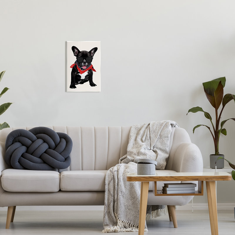 «Cool Dude French Bulldog Pet», impression, H 15 po x l 10 po x P 0,5 po, Bois