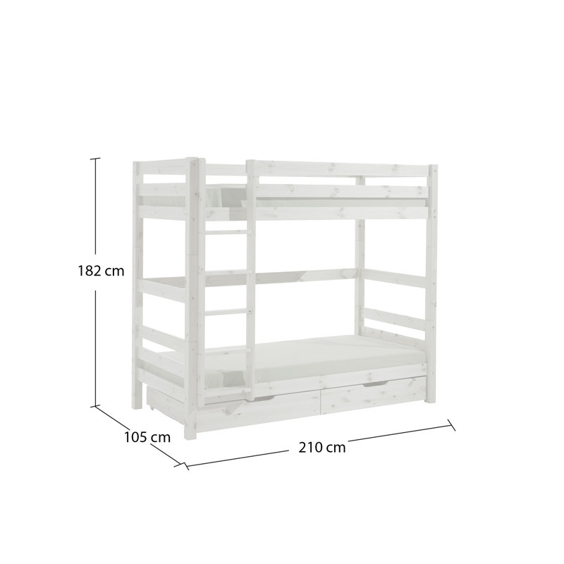 Edwards European Single (90 x 200cm) Drawer Standard Bunk Bed by Vipack, Natural
