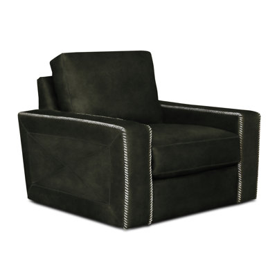 Uptown Cowboy 40" Wide Genuine Leather Swivel Club Chair