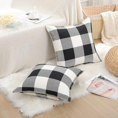 Ensemble de 2 housses de coussin à carreaux Plaid Check 20X20