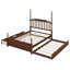 Structure de lit plateforme avec 2 tiroirs et lit gigogne simple TG, lit plateforme en bois avec tête de lit à broche-133356356