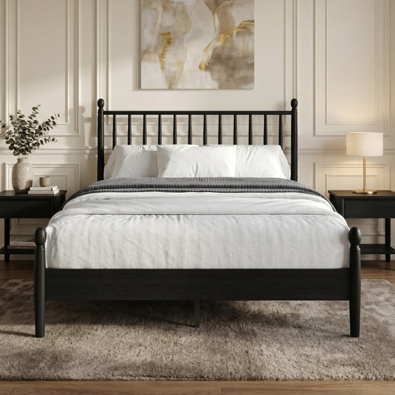 Downey Queen Platform Bed, Black, Queen