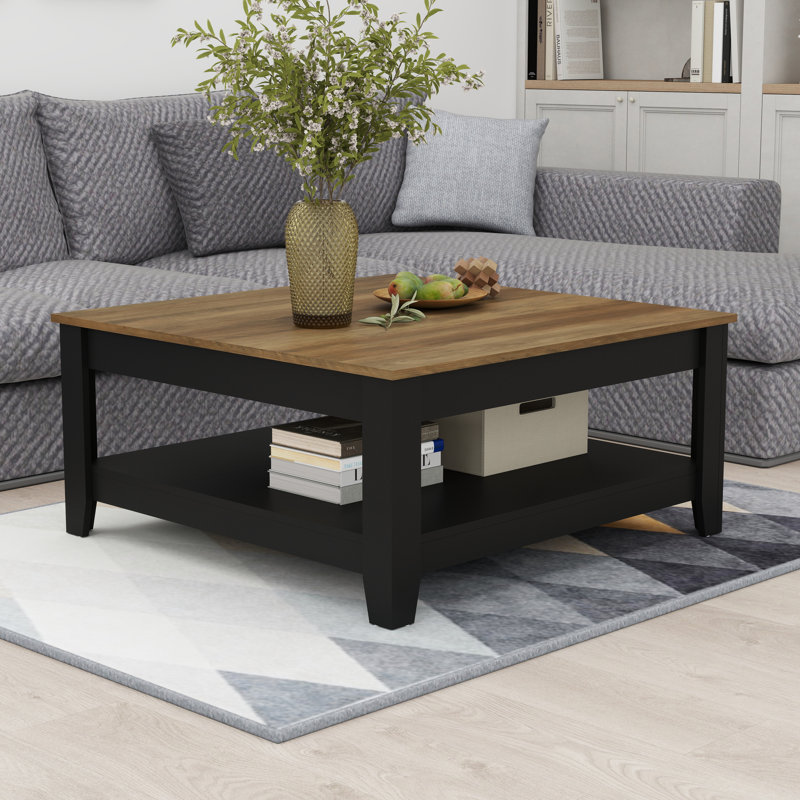 Table basse avec rangement Weddel Basilico, Noir / brun