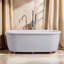 Ensemble de baignoire simple et moderne en acrylique blanc l 62,99 po H 26,77 po